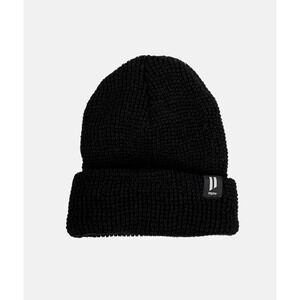 Hollow Black 100% Baby Alpaca Wool Cuffed Knit Beanie Hat Made in USA